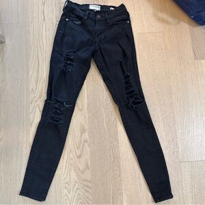 Frame Denim Black Skinny Distressed Jeans size 24